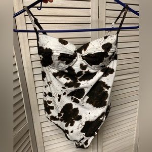 Motel Rocks lanti bodice cowhide bodysuit in a size XS, new, cow print